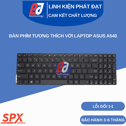 Hình ảnh bàn phím ASUS A540 tương thích laptop dòng A540, layout đầy đủ, màu đen